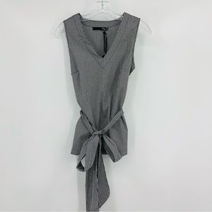 Max Jeans NWT Gingham Sleeveless Black White Blouse Size XS